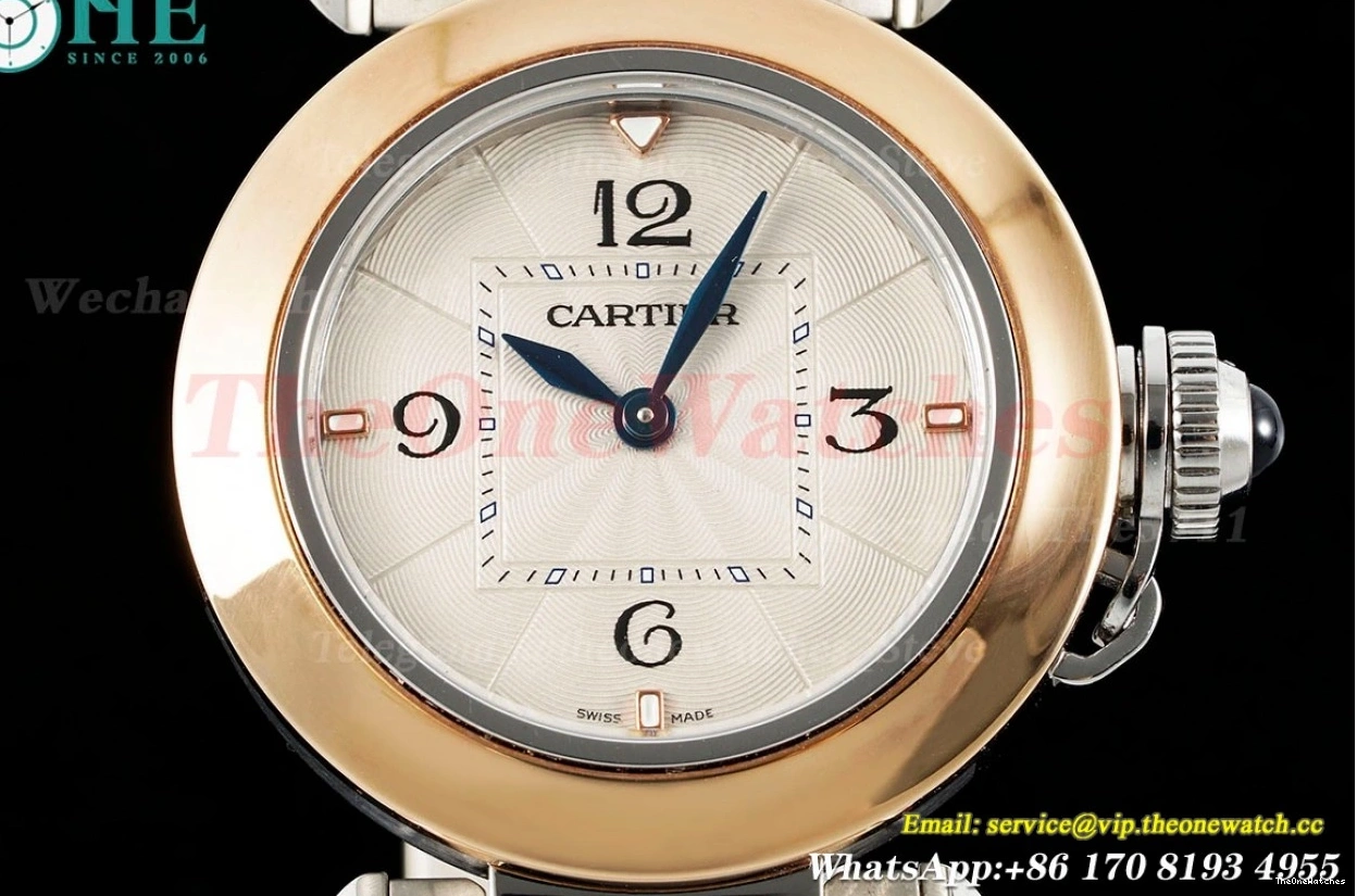 RG De Dial SS White Cartier Quartz Pasha AF 30mm Ladies 0109